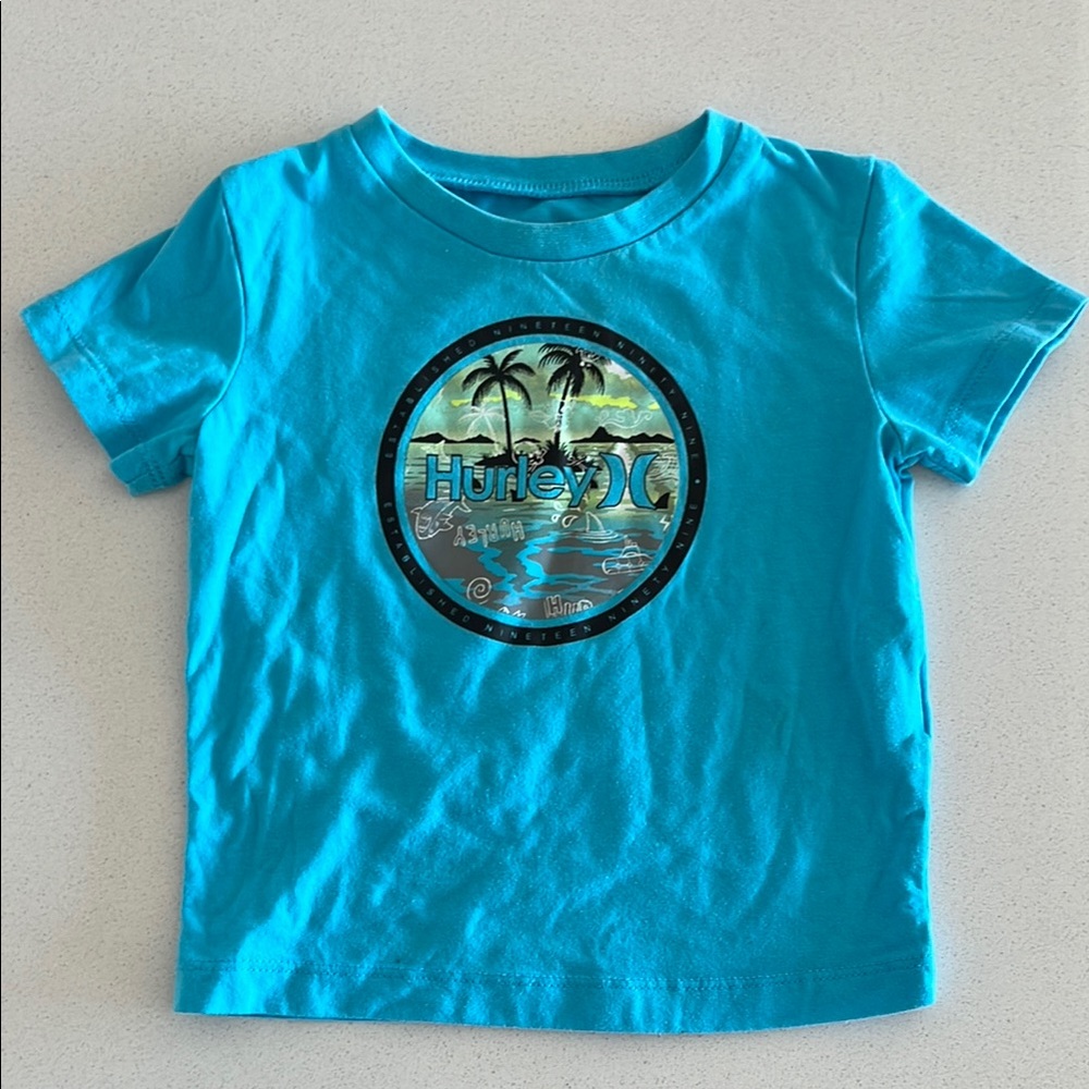 Hurley Blue Short Sleeve Tee with Graphic Design